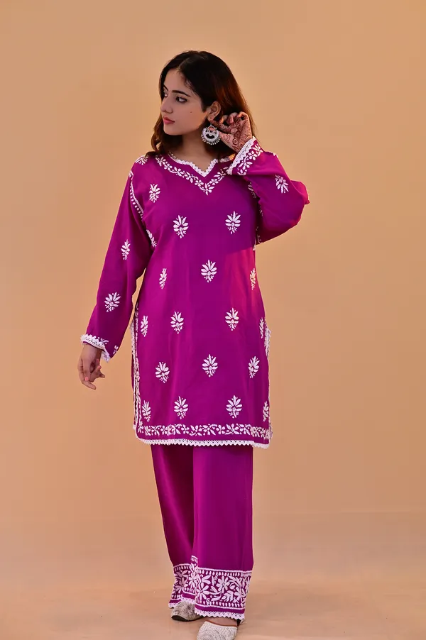 Magenta_Cotton_Straight_Kurta_Palazzo_Set_For_Women
