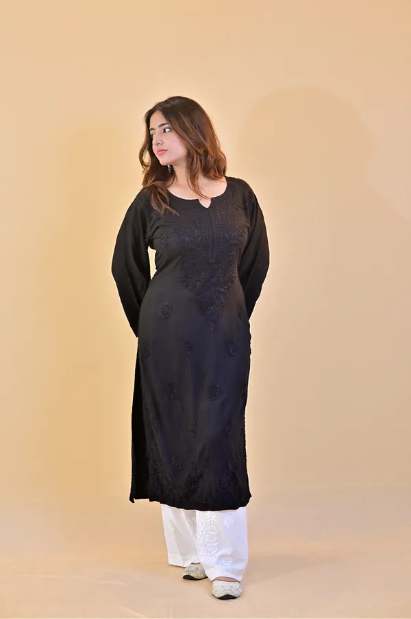 Black_Rayon_Straight_Kurta_For_Women