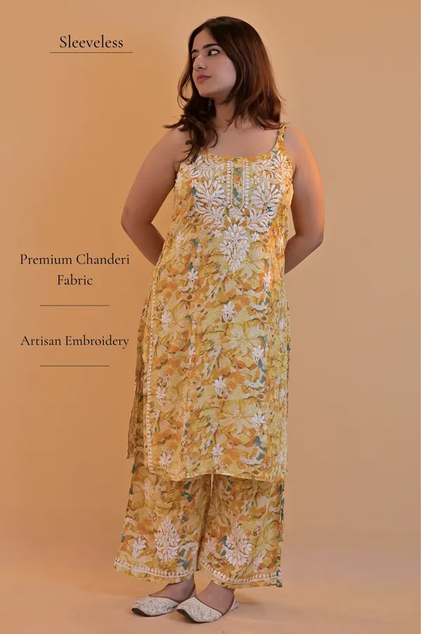 Yellow_Floral_Print_Kurta_Set_For_Women