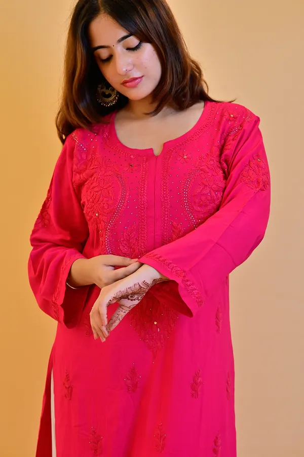 Pink_Rayon_Straight_Kurta_For_Women