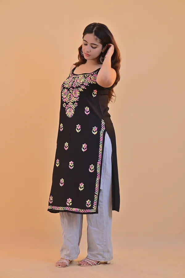 Black_Rayon_Straight_Kurti_For_Women