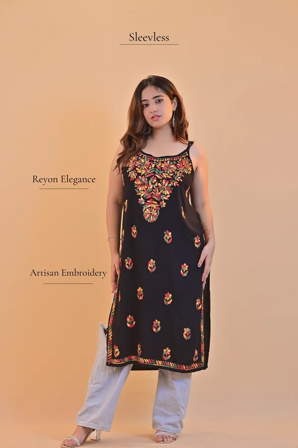 Black_Rayon_Sleeveless_Kurta_For_Women