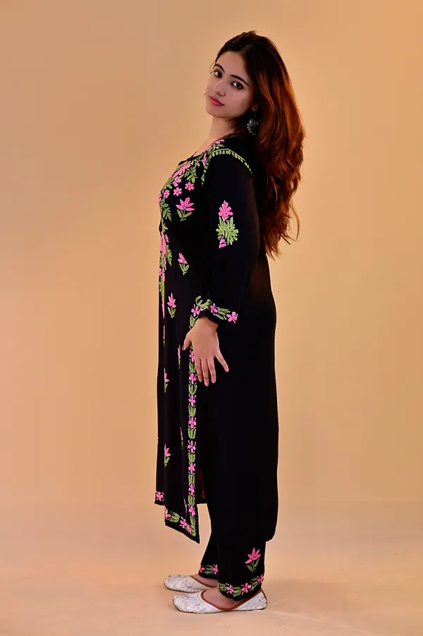 Black_Rayon_Floral_Embroidered_Kurta_Palazzo_Set_For_Women