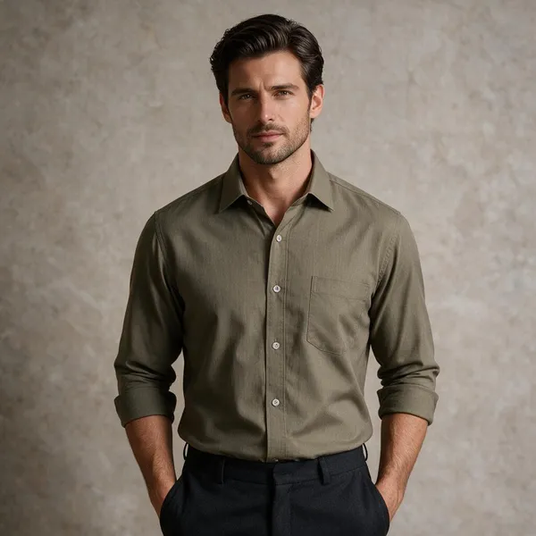 Olive_Cotton_Shirt_For_Men