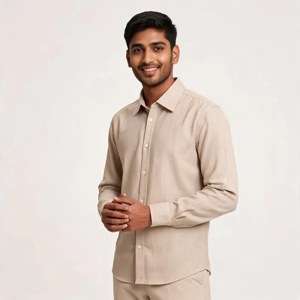 Beige_Linen_Classic_Fit_Shirt_For_Men