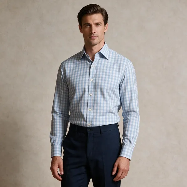 Light_Blue_Checks_Cotton_Shirt_For_Men