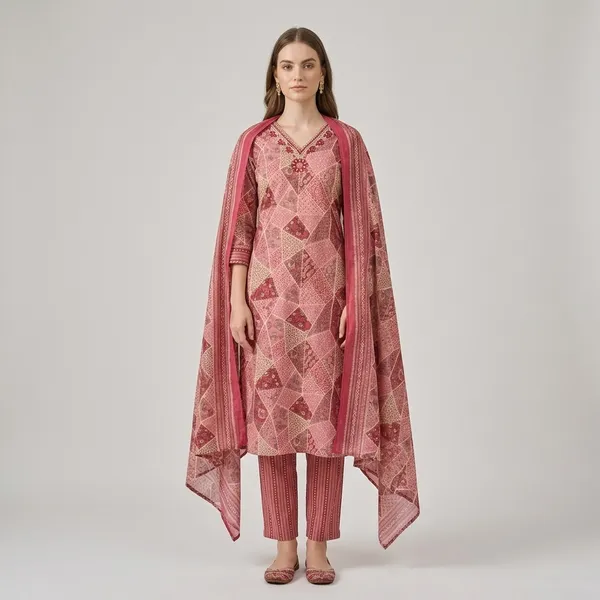 Rose_Pink_capsule_50%cotton_Kurta_Set_For_Women