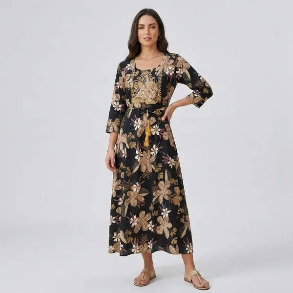 Black_fabric_Soft_Rayon_Midi_Dress_For_Women