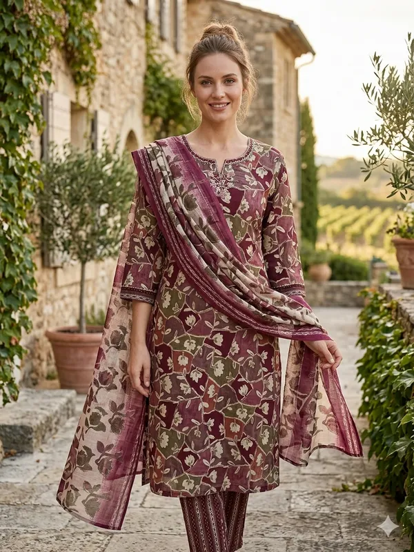 Maroon_cotton_Kurta_Set_For_Women