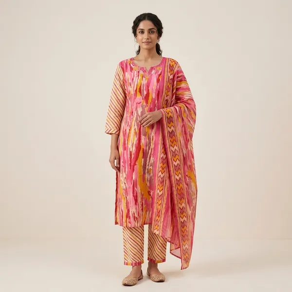 Multicolor_cotton_Kurta_Set_For_Women