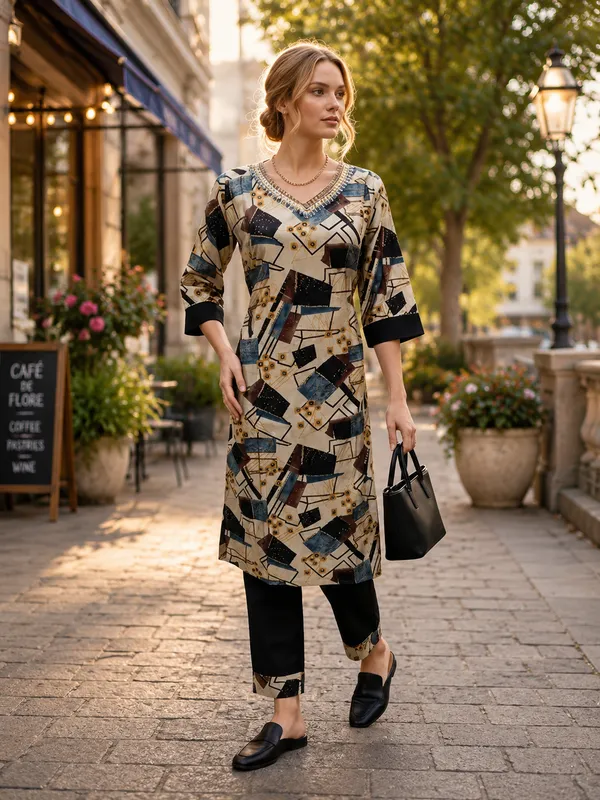 Multicolor_Cotton_Polyester_Kurta_Set_For_Women