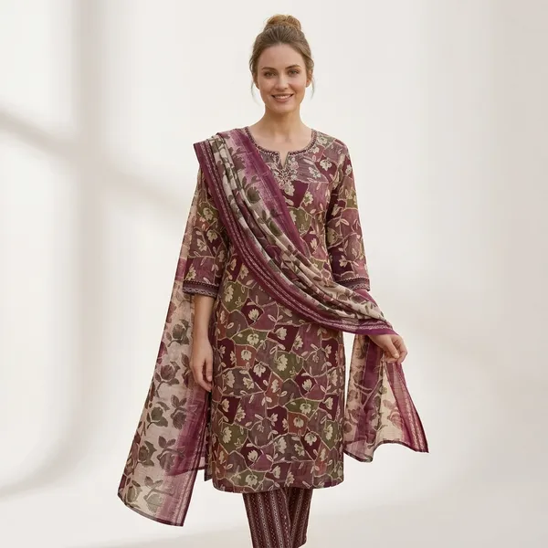 Maroon_cotton_Kurta_Set_For_Women