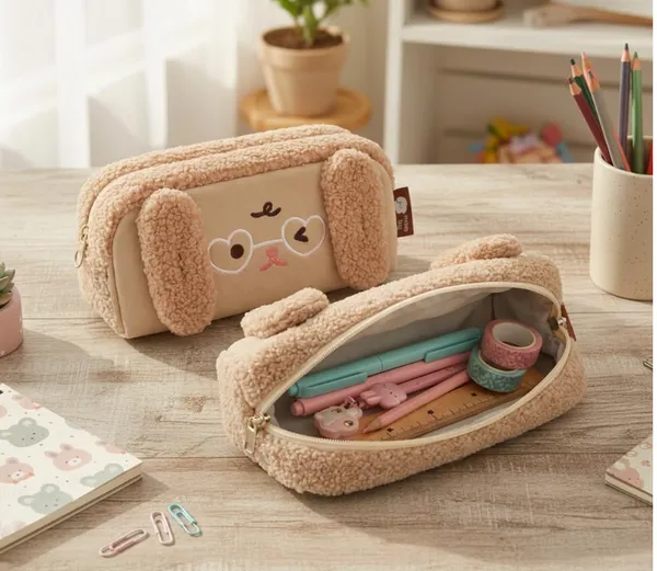 Beige_Plush_Animal_Pencil_Case