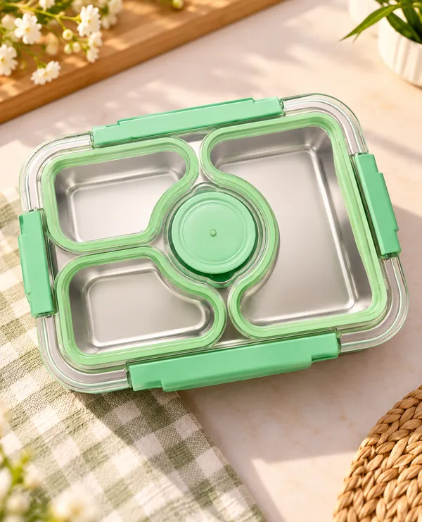 Green_Stainless_Steel_Compartment_Lunch_Box