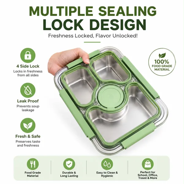 Green_Stainless_Steel_Compartment_Lunch_Box