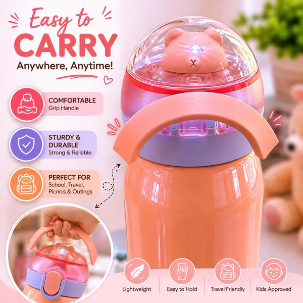 Peach_Bear_Print_Kids_Water_Bottle