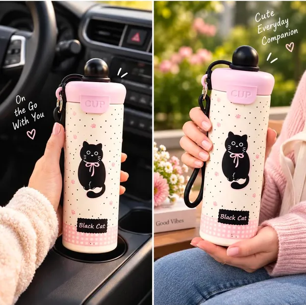 Cute_Black_Cat_Printed_Stainless_Steel_Water_Bottle_750Ml