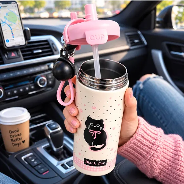 Cute_Black_Cat_Printed_Stainless_Steel_Water_Bottle_750Ml