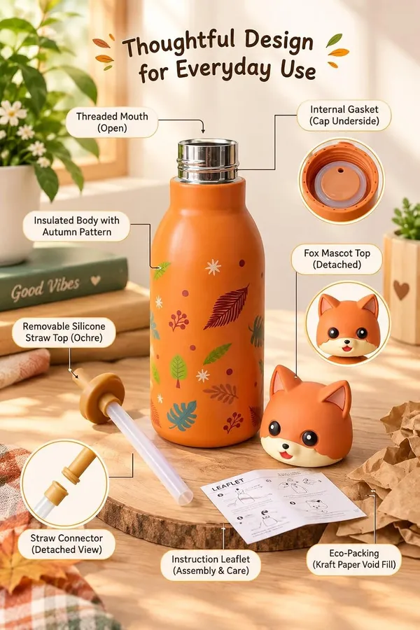 Cute_Fox_Design_Kids_Water_Bottle