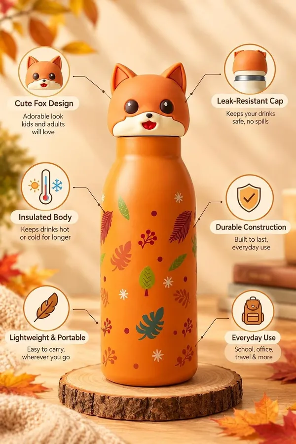 Cute_Fox_Design_Kids_Water_Bottle