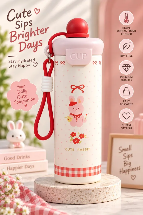 Cute_Rabbit_Printed_Stainless_Steel_Water_Bottle