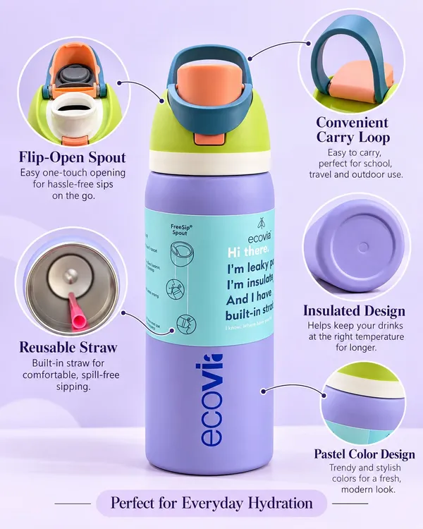Ecovi​al_Purple_Insulated_Stainless_Steel_960Ml_Water_Bottle_with_Built-in_Straw_|_Leak-Proof,_24-Hour_Cold_Retention_