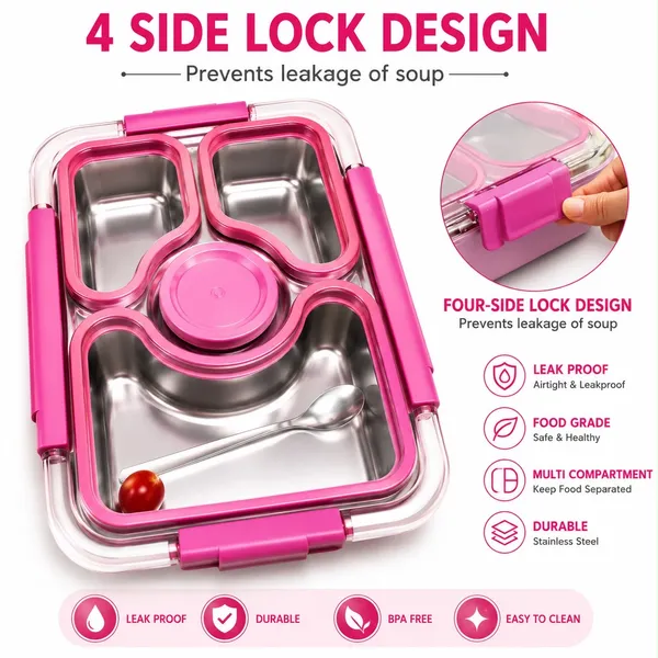 Stainless_Steel_Pink_Compartment_Lunch_Box