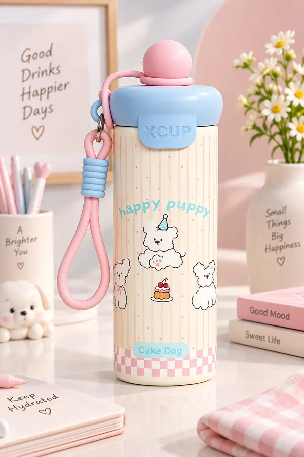 Happy_Puppy_Printed_Stainless_Steel_Water_Bottle