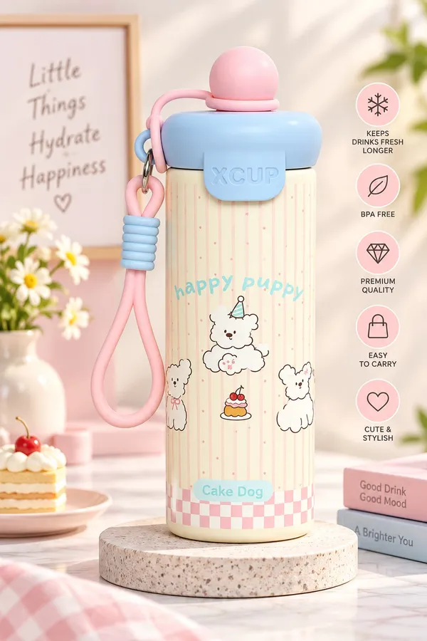 Happy_Puppy_Printed_Stainless_Steel_Water_Bottle