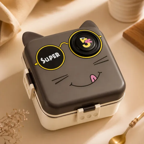 Super_Cat_Insulated_Bento_Grey_Lunch_Box