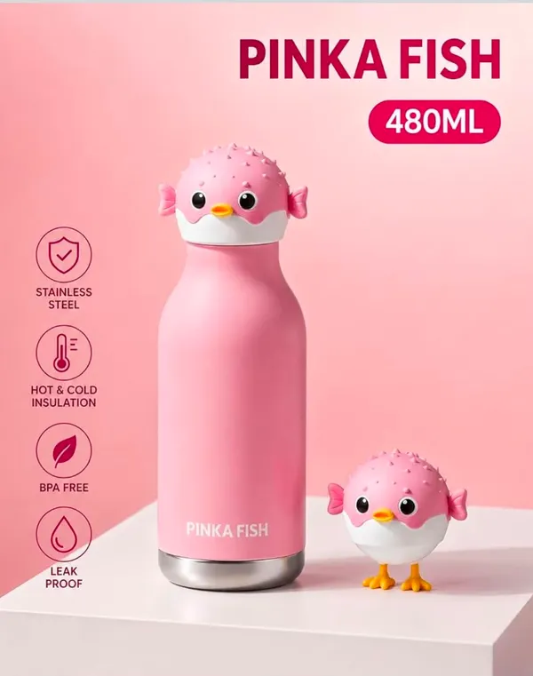 Pink_fish_Character_Water_Bottle
