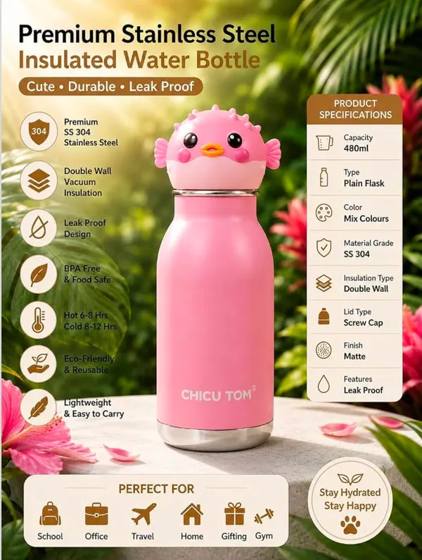 Pink_fish_Character_Water_Bottle