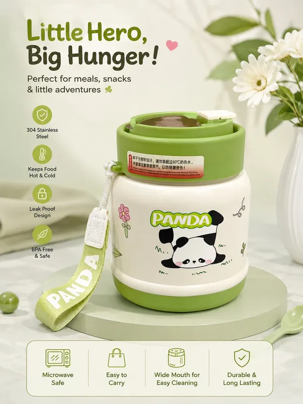 Premium_Panda_Kids_Insulated_Lunch_Box_–_Leak-Proof_Food_Container_with_Handle_(Green)