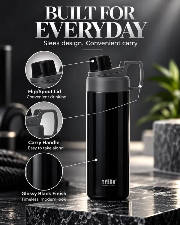 TYESO_Black_Insulated_Stainless_Steel_Sports_750Ml_Water_Bottle_(Fizz_Haze_model)_with_a_spout_lid_and_easy-grip_handle_