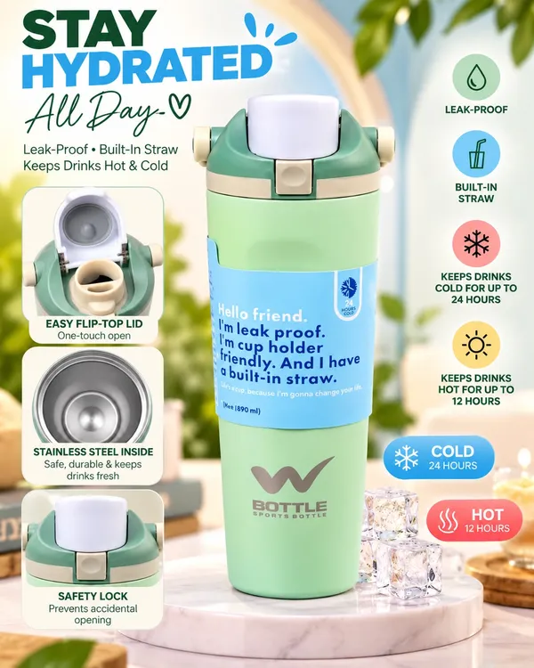 W_Bottle_Green_Insulated_Stainless_Steel_Sports_790Ml_Water_Tumbler_with_Built-in_Straw_|_Leak-Proof,_24-Hour_Cold_Retention