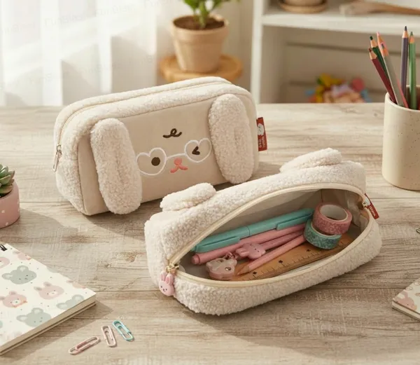Cream_Plush_Rabbit_Stationery_Pouch