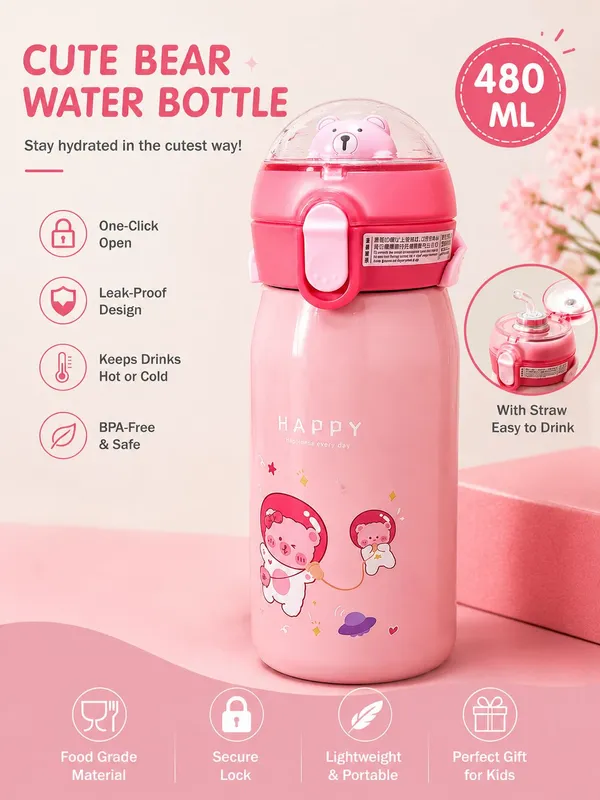 Pink_Bear_Print_Kids_Water_Bottle