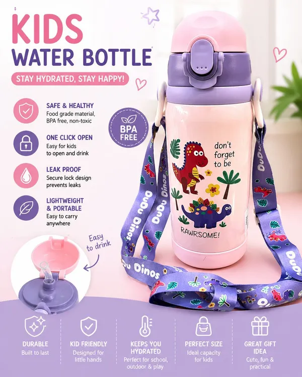 Pink_Dinosaur_Flip_Lid_Water_Bottle_for_Kids