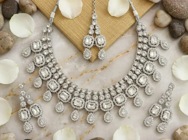 Silver_Alloy_Traditional_Layered_Necklace_Earrings_Maang_Tikka_Set_For_Women