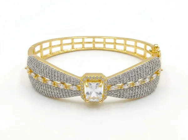 Gold_Silver_Alloy_Crystal_Bow_Open_Cuff_Bangle_Bracelet_For_Women