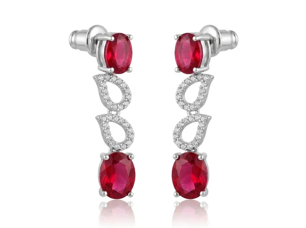 Silver_Red_Alloy_Red_Stone_Loop_Drop_Earrings_For_Women