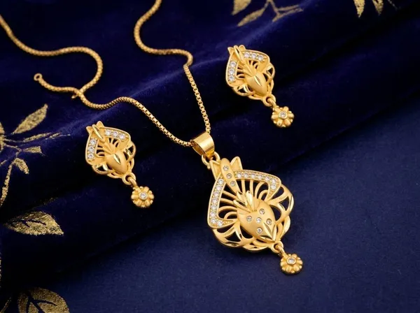 Golden_Alloy_Floral_Openwork_Necklace_Earrings_Set_For_Women