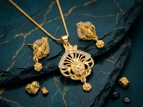 Golden_Alloy_Floral_Openwork_Necklace_Earrings_Set_For_Women