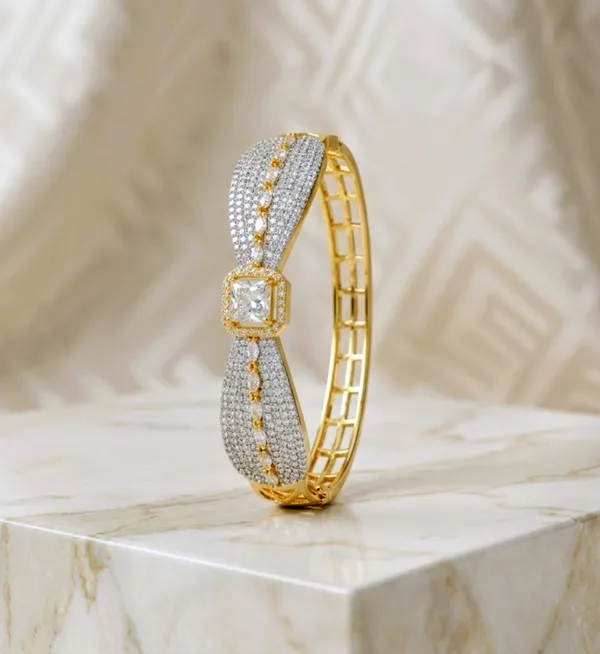Gold_Silver_Alloy_Crystal_Bow_Open_Cuff_Bangle_Bracelet_For_Women
