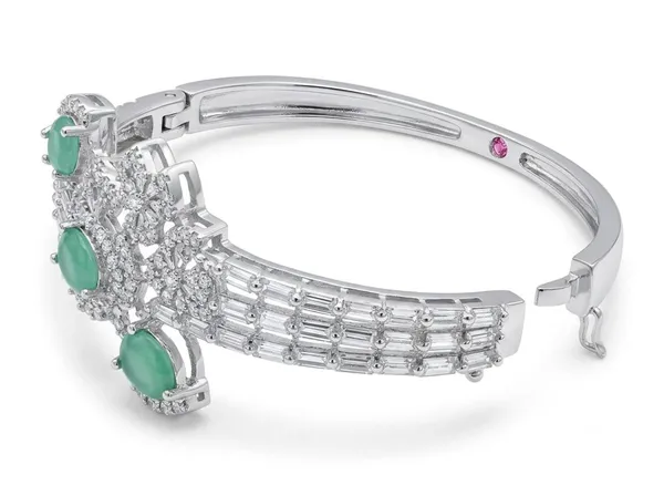 Silver_Turquoise_Alloy_Floral_Aqua_Stone_Open_Cuff_Bracelet_For_Women