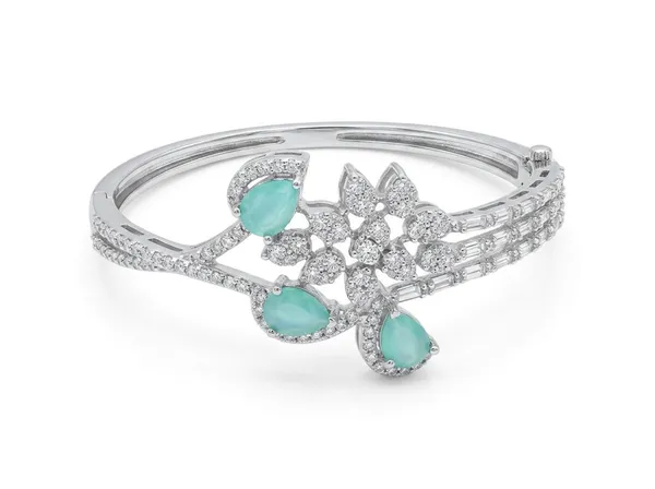 Silver_Turquoise_Alloy_Floral_Aqua_Stone_Open_Cuff_Bracelet_For_Women