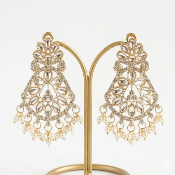 Gold_Alloy_Floral_Pearl_Drop_Chandelier_Earrings_For_Women