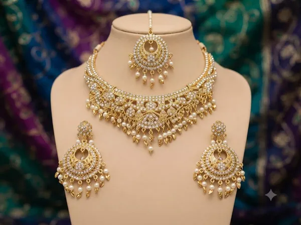 Golden_Alloy_Bridal_Necklace_Earrings_Maang_Tikka_Set_For_Women