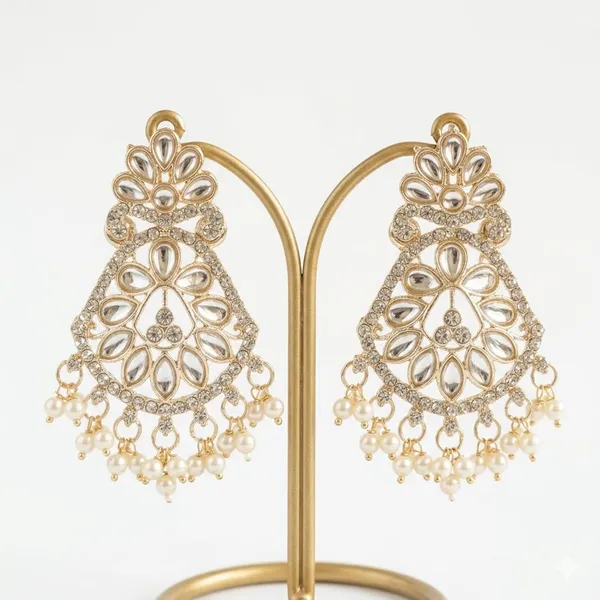 Gold_Alloy_Floral_Pearl_Drop_Chandelier_Earrings_For_Women