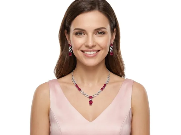 Silver_Red_Alloy_Red_Stone_Loop_Drop_Earrings_For_Women